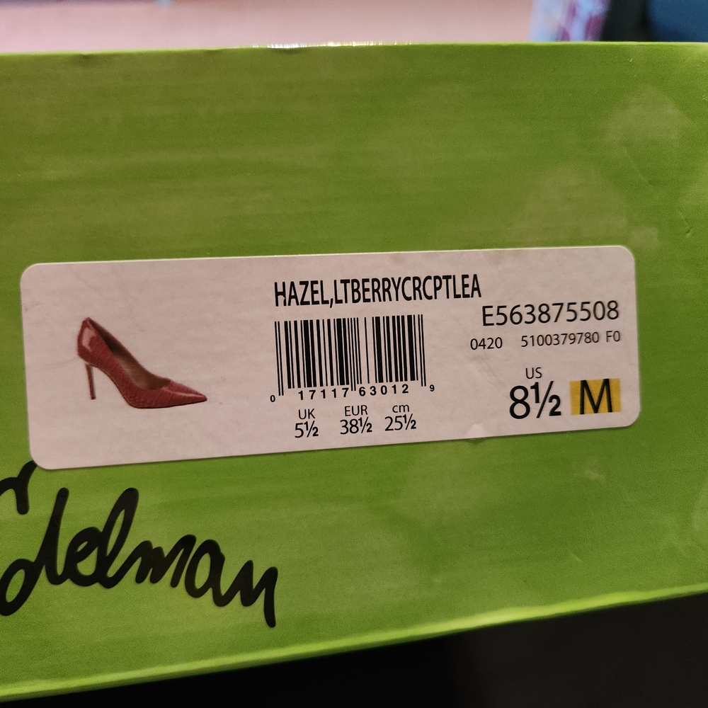 Sam Edelman Croc-Embossed Point Pump- Raspberry, Size 8.5 - Picture 9 of 13